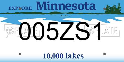 005ZS1 Minnesota License Plate