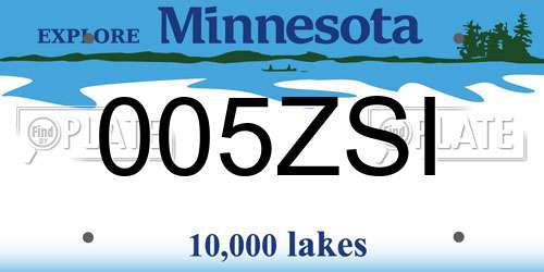 005ZSI Minnesota License Plate