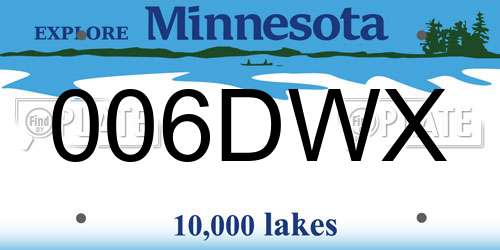 006DWX Minnesota License Plate