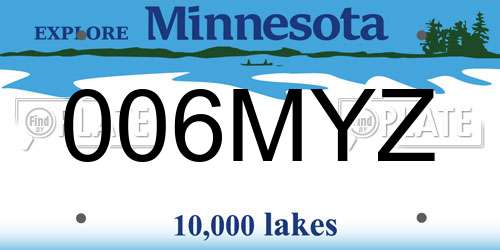 006MYZ Minnesota License Plate
