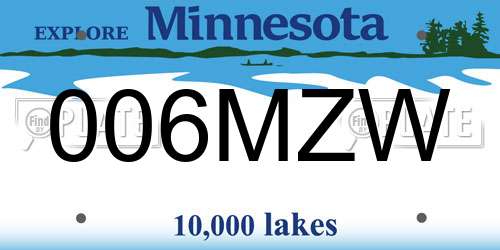 006MZW Minnesota License Plate