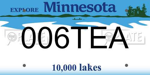 006TEA Minnesota License Plate