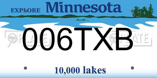 006TXB Minnesota License Plate