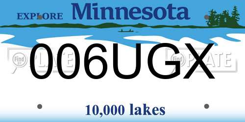 006UGX Minnesota License Plate