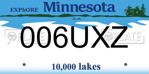 006UXZ Minnesota License Plate