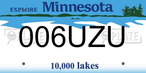 006UZU Minnesota License Plate