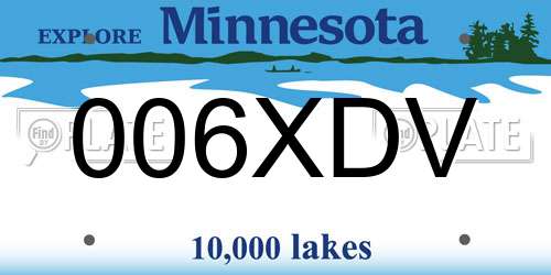 006XDV Minnesota License Plate