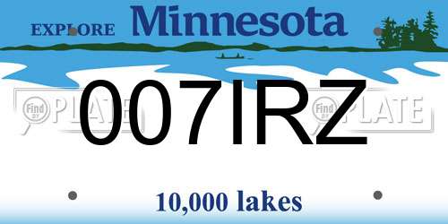 007IRZ Minnesota License Plate