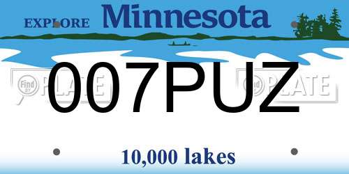 007PUZ Minnesota License Plate