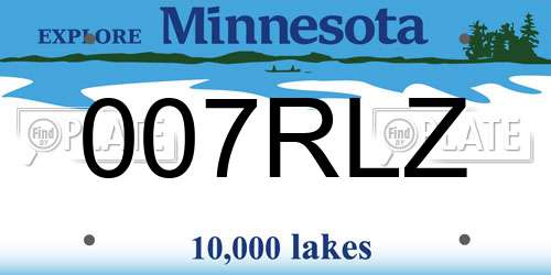 007RLZ Minnesota License Plate