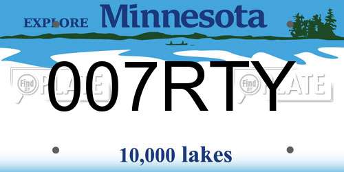 007RTY Minnesota License Plate