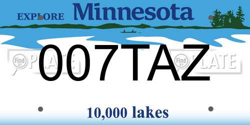 007TAZ Minnesota License Plate