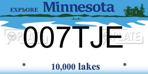 007TJE Minnesota License Plate