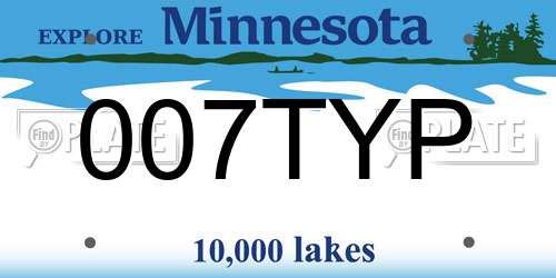 007TYP Minnesota License Plate