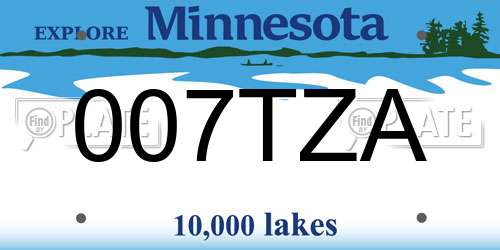 007TZA Minnesota License Plate
