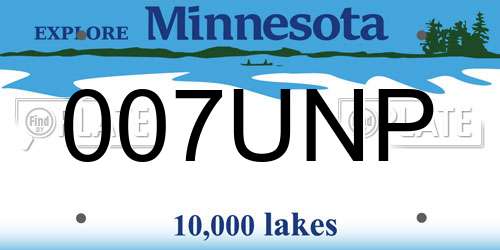 007UNP Minnesota License Plate