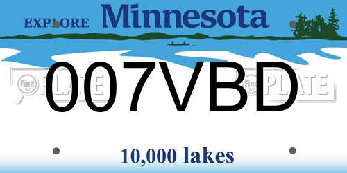 007VBD Minnesota License Plate