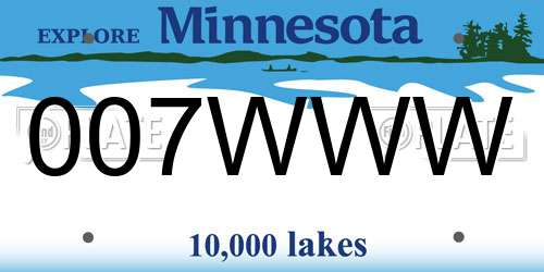 007WWW Minnesota License Plate