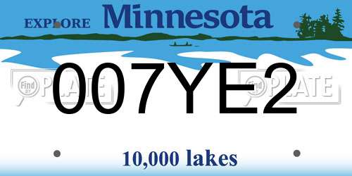 007YE2 Minnesota License Plate