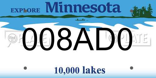 008AD0 Minnesota License Plate