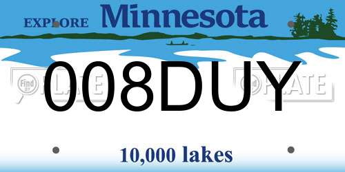 008DUY Minnesota License Plate