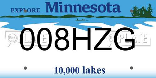 008HZG Minnesota License Plate