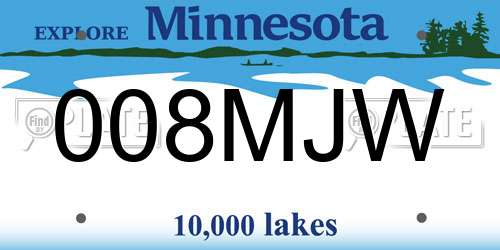 008MJW Minnesota License Plate