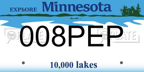 008PEP Minnesota License Plate