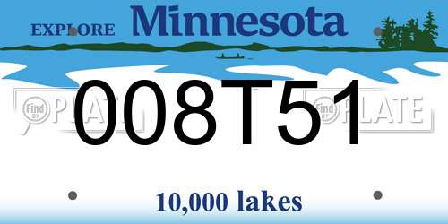 008T51 Minnesota License Plate