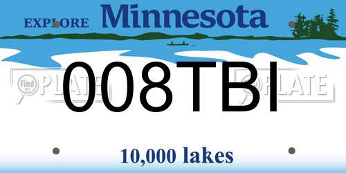 008TBI Minnesota License Plate