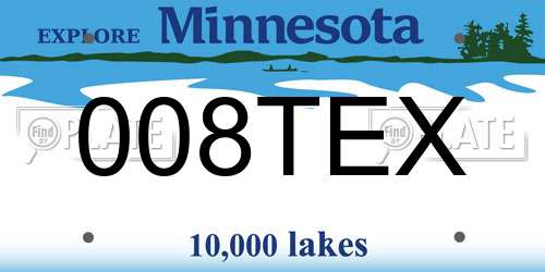 008TEX Minnesota License Plate