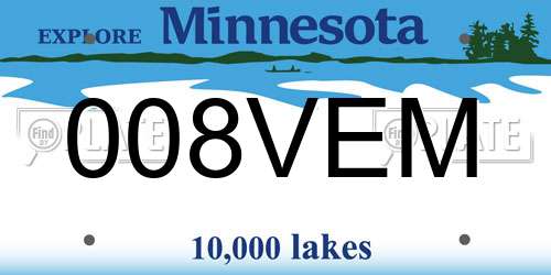 008VEM Minnesota License Plate