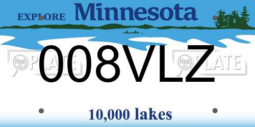 008VLZ Minnesota License Plate