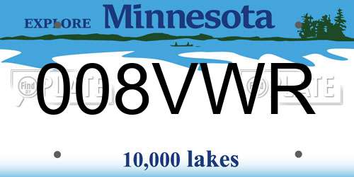 008VWR Minnesota License Plate