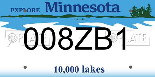 008ZB1 Minnesota License Plate