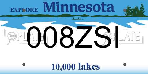 008ZSI Minnesota License Plate