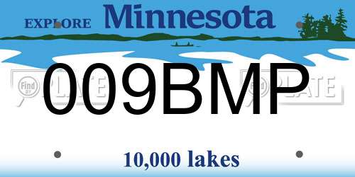 009BMP Minnesota License Plate
