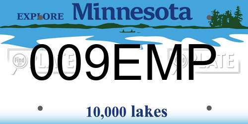 009EMP Minnesota License Plate
