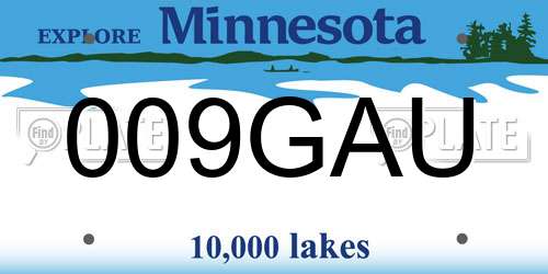 009GAU Minnesota License Plate