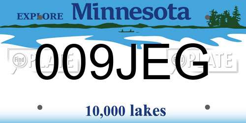 009JEG Minnesota License Plate