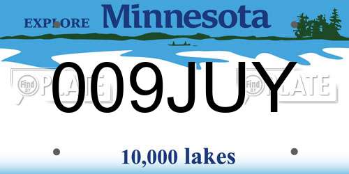 009JUY Minnesota License Plate