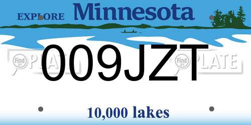 009JZT Minnesota License Plate
