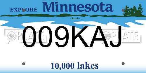 009KAJ Minnesota License Plate