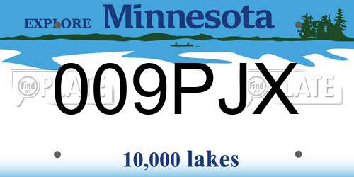 009PJX Minnesota License Plate