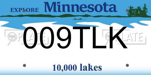 009TLK Minnesota License Plate