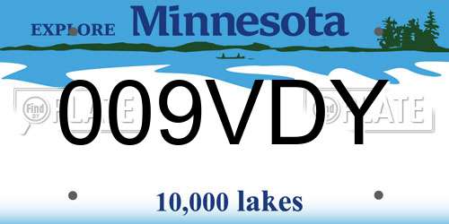 009VDY Minnesota License Plate