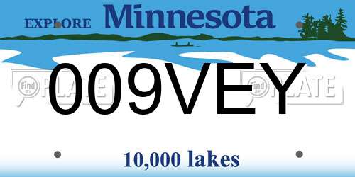 009VEY Minnesota License Plate
