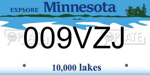 009VZJ Minnesota License Plate