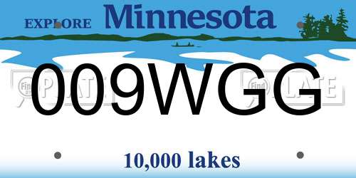 009WGG Minnesota License Plate