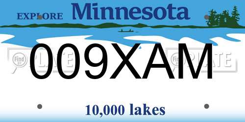 009XAM Minnesota License Plate